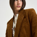 Blazer donna a coste in velluto tabacco VE0686FA D3G02E50CA MARANT ETOILE 