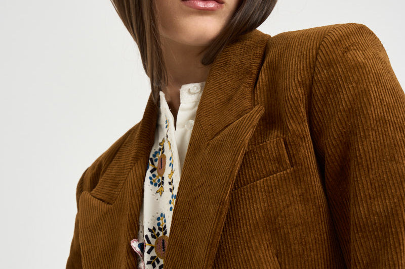 Blazer donna a coste in velluto tabacco VE0686FA D3G02E50CA MARANT ETOILE 
