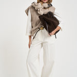 Gilet donna in maglia girocollo beige mélange POVP01 BEIGE MARZIANOBELLO 