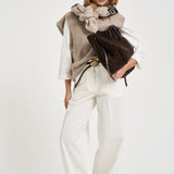 Gilet donna in maglia girocollo beige mélange POVP01 BEIGE MARZIANOBELLO 