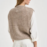 Gilet donna in maglia girocollo beige mélange POVP01 BEIGE MARZIANOBELLO 