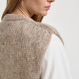 Gilet donna in maglia girocollo beige mélange POVP01 BEIGE MARZIANOBELLO 