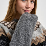 Maglione donna girocollo fantasia jacquard multicolor grigio SW05 DARKGREY MARZIANOBELLO 