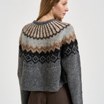 Maglione donna girocollo fantasia jacquard multicolor grigio SW05 DARKGREY MARZIANOBELLO 