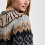 Maglione donna girocollo fantasia jacquard multicolor grigio SW05 DARKGREY MARZIANOBELLO 