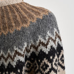 Maglione donna girocollo fantasia jacquard multicolor beige SW05 LIGHT BEIGE MARZIANOBELLO 