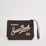 Pochette donna Aline in velluto a costine marrone ALINECORDUROY 00128M MC2 SAINT BARTH 