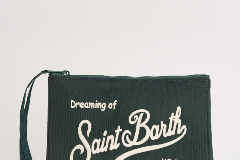 Pochette donna Aline in velluto a costine verde ALINECORDUROY 00136M MC2 SAINT BARTH 