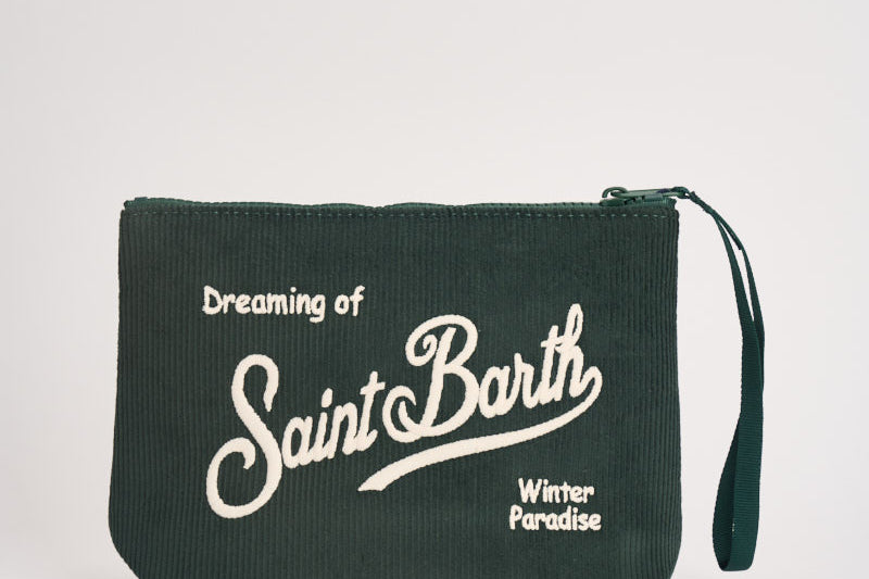 Pochette donna Aline in velluto a costine verde ALINECORDUROY 00136M MC2 SAINT BARTH 