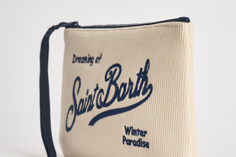 Pochette donna Aline in velluto a costine panna ALINECORDUROY 00347M MC2 SAINT BARTH 