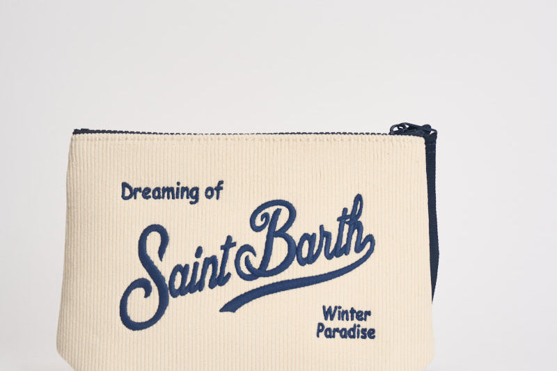 Pochette donna Aline in velluto a costine panna ALINECORDUROY 00347M MC2 SAINT BARTH 