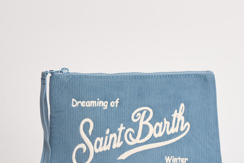 Pochette donna Aline in velluto a costine celeste ALINECORDUROY 00471 MC2 SAINT BARTH 