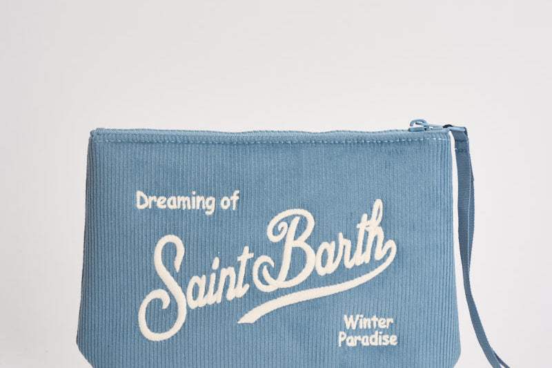 Pochette donna Aline in velluto a costine celeste ALINECORDUROY 00471 MC2 SAINT BARTH 