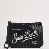 Pochette donna Aline con paillettes nera ALINEPAILLETTES 00315M MC2 SAINT BARTH 