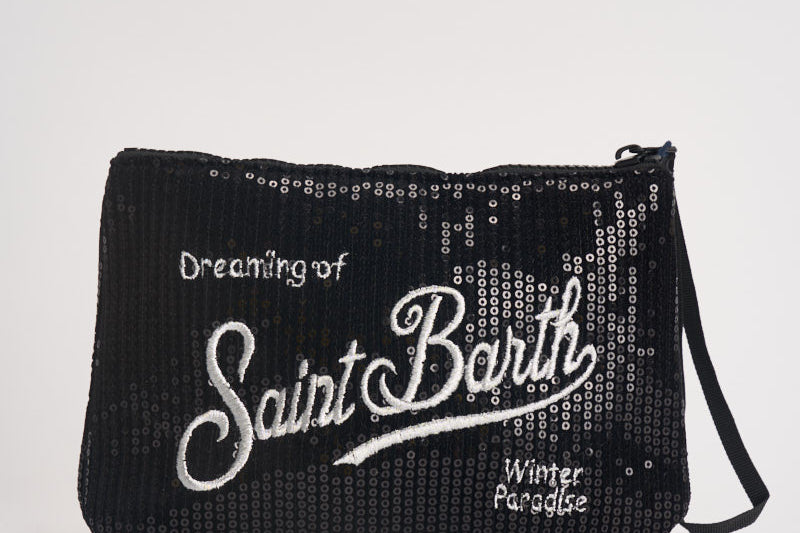 Pochette donna Aline con paillettes nera ALINEPAILLETTES 00315M MC2 SAINT BARTH 