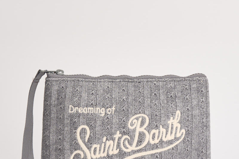 Pochette donna Aline in maglia tricot grigia ALINETRICOT 00650M MC2 SAINT BARTH 