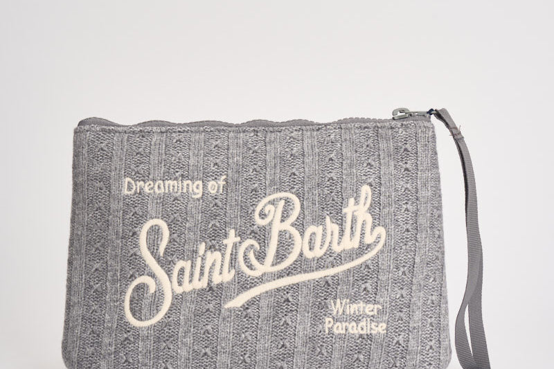 Pochette donna Aline in maglia tricot grigia ALINETRICOT 00650M MC2 SAINT BARTH 