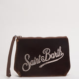 Pochette donna Aline in velluto marrone ALINEVELVET 02369M MC2 SAINT BARTH 