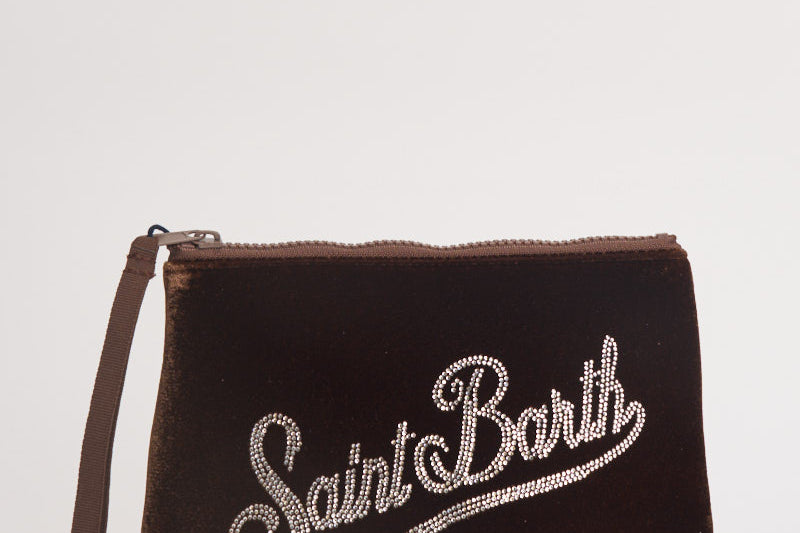 Pochette donna Aline in velluto marrone ALINEVELVET 02369M MC2 SAINT BARTH 