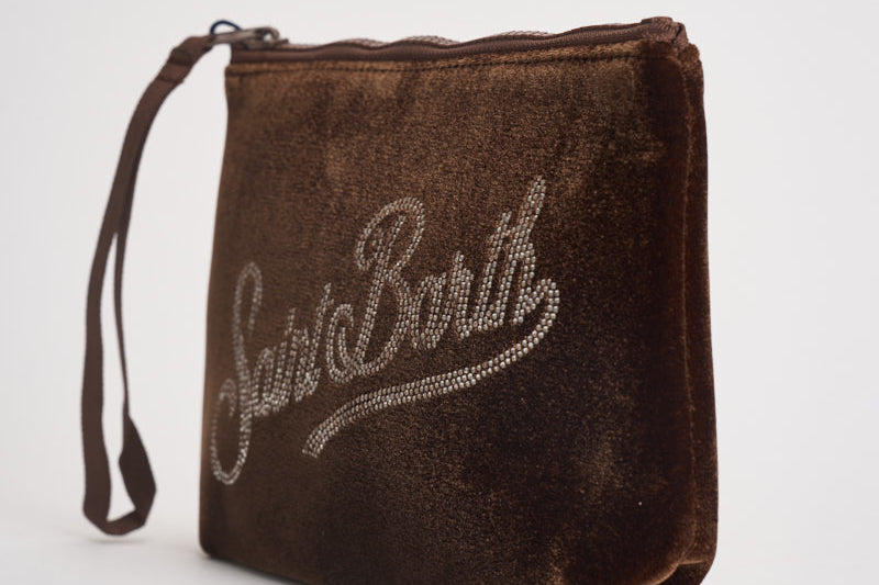 Pochette donna Aline in velluto marrone ALINEVELVET 02369M MC2 SAINT BARTH 