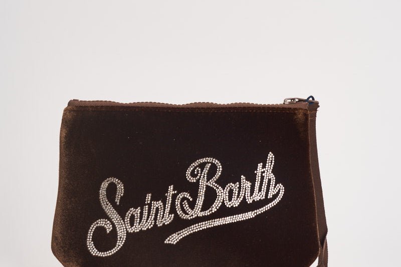 Pochette donna Aline in velluto marrone ALINEVELVET 02369M MC2 SAINT BARTH 