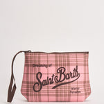 Pochette donna Aline stampa tartan marrone e rosa ALINEW 00325M MC2 SAINT BARTH 