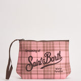 Pochette donna Aline stampa tartan marrone e rosa ALINEW 00325M MC2 SAINT BARTH 