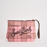 Pochette donna Aline stampa tartan marrone e rosa ALINEW 00325M MC2 SAINT BARTH 