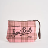 Pochette donna Aline stampa tartan marrone e rosa ALINEW 00325M MC2 SAINT BARTH 