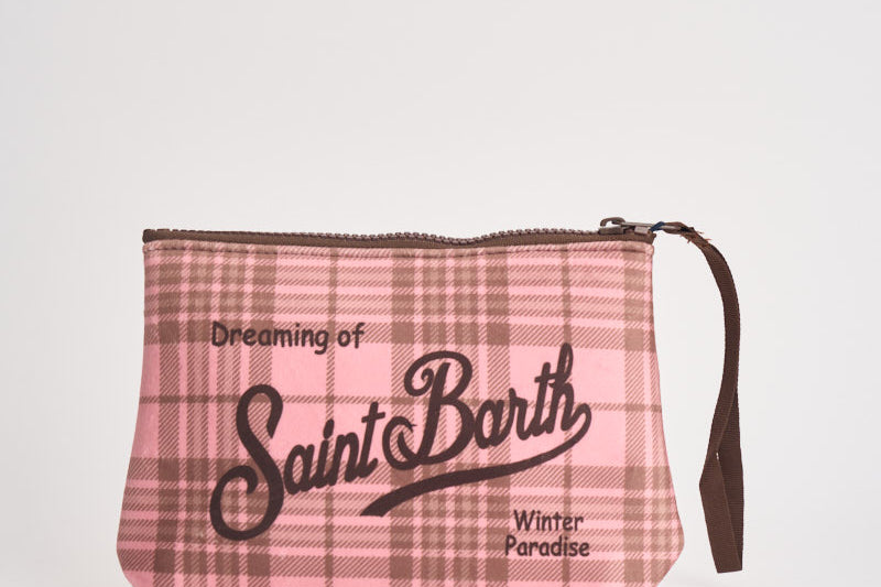 Pochette donna Aline stampa tartan marrone e rosa ALINEW 00325M MC2 SAINT BARTH 