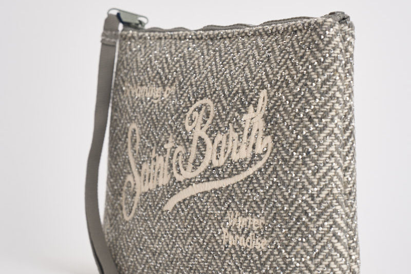 Pochette donna Aline a spina di pesce grigio ALINEWOOL 00283M MC2 SAINT BARTH 