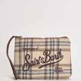 Pochette donna Aline in lana tartan beige ALINEWOOL 00580M MC2 SAINT BARTH 
