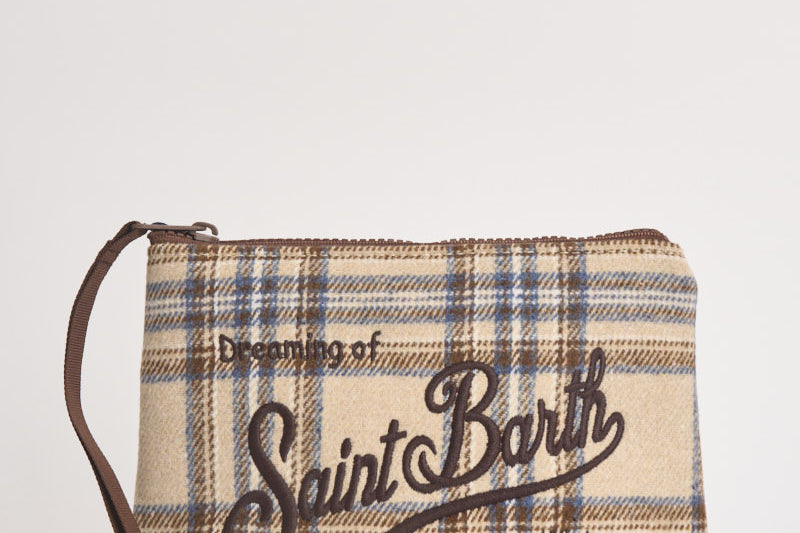 Pochette donna Aline in lana tartan beige ALINEWOOL 00580M MC2 SAINT BARTH 