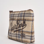 Pochette donna Aline in lana tartan beige ALINEWOOL 00580M MC2 SAINT BARTH 