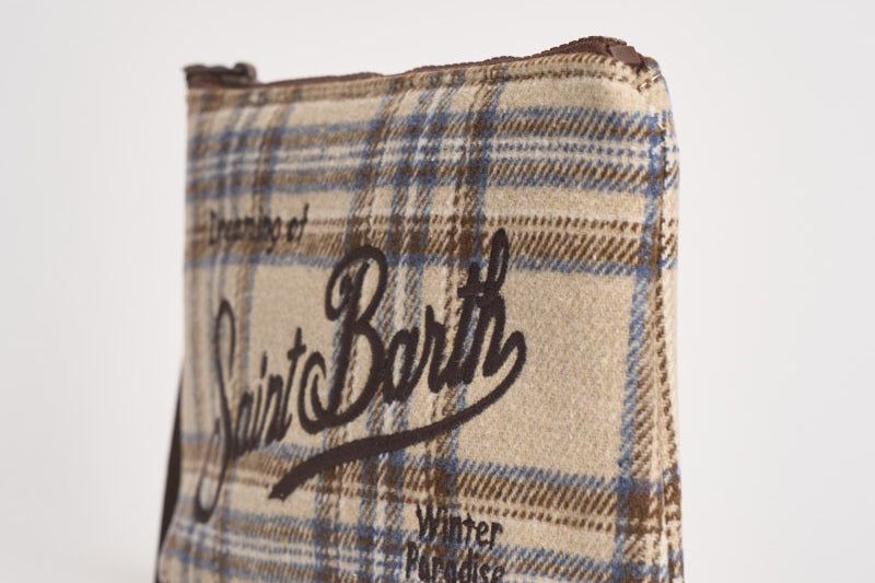 Pochette donna Aline in lana tartan beige ALINEWOOL 00580M MC2 SAINT BARTH 