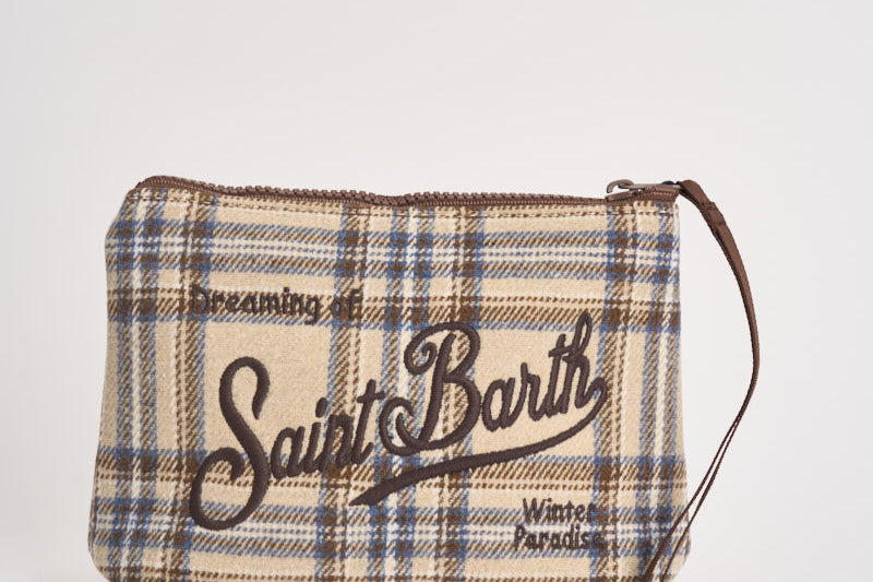 Pochette donna Aline in lana tartan beige ALINEWOOL 00580M MC2 SAINT BARTH 