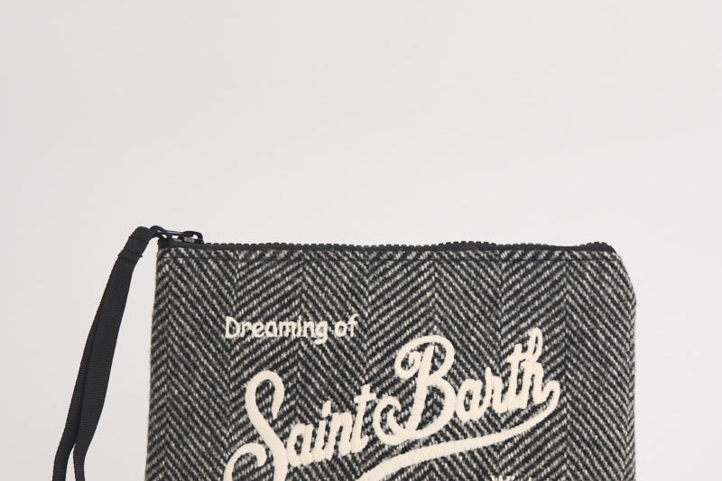 Pochette donna Aline a spina di pesce antracite ALINEWOOL 03014M MC2 SAINT BARTH 