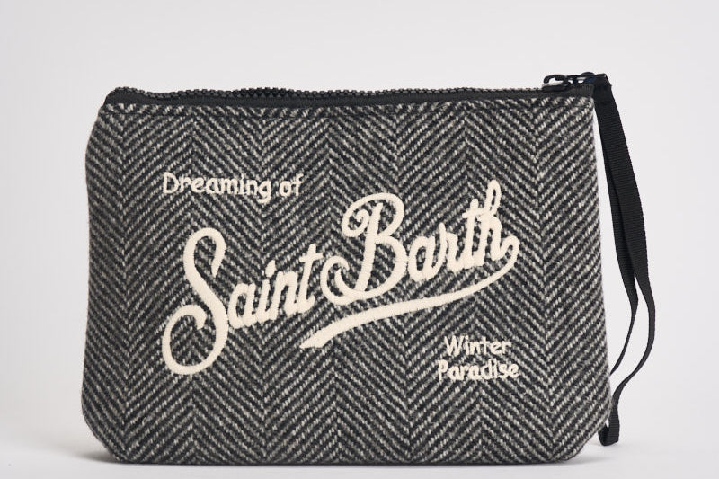 Pochette donna Aline a spina di pesce antracite ALINEWOOL 03014M MC2 SAINT BARTH 