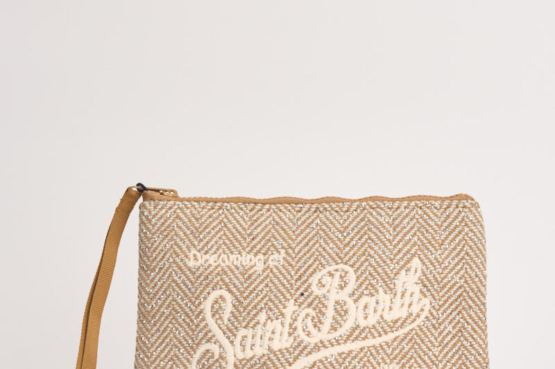 Pochette donna Aline a spina di pesce beige ALINEWOOL 03981M MC2 SAINT BARTH 