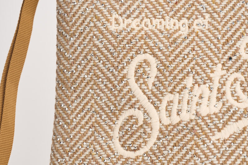 Pochette donna Aline a spina di pesce beige ALINEWOOL 03981M MC2 SAINT BARTH 