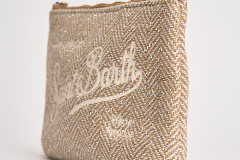 Pochette donna Aline a spina di pesce beige ALINEWOOL 03981M MC2 SAINT BARTH 