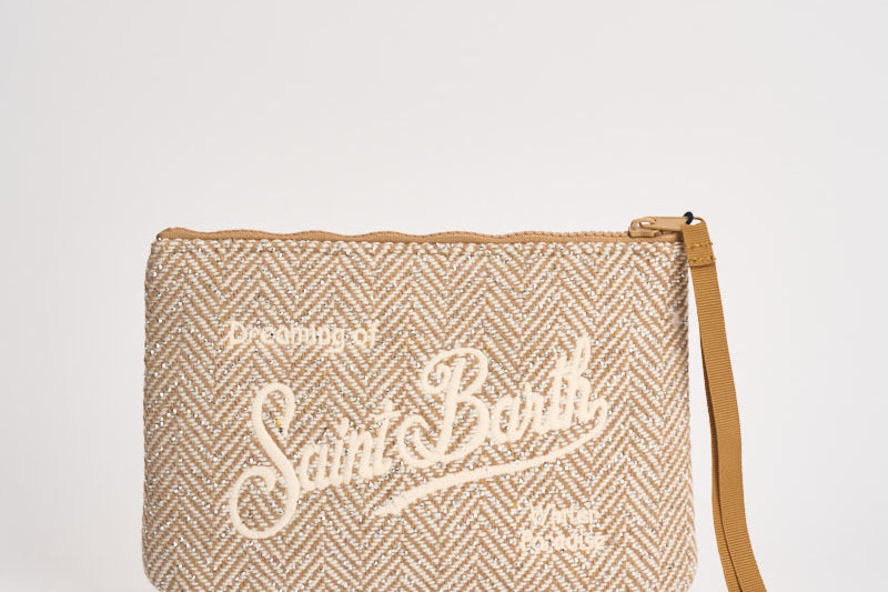 Pochette donna Aline a spina di pesce beige ALINEWOOL 03981M MC2 SAINT BARTH 