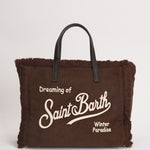 Borsa donna Colette in velluto a costine marrone COLETTECORDUROY 00516M MC2 SAINT BARTH 