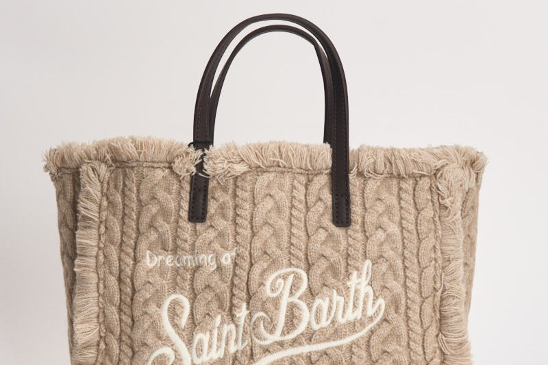 Borsa donna Colette in lana intrecciata beige COLETTEWOOL 00462M MC2 SAINT BARTH 