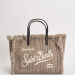 Borsa donna Colette in lana intrecciata tortora COLETTEWOOL 04117M MC2 SAINT BARTH 