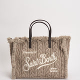 Borsa donna Colette in lana intrecciata tortora COLETTEWOOL 04117M MC2 SAINT BARTH 