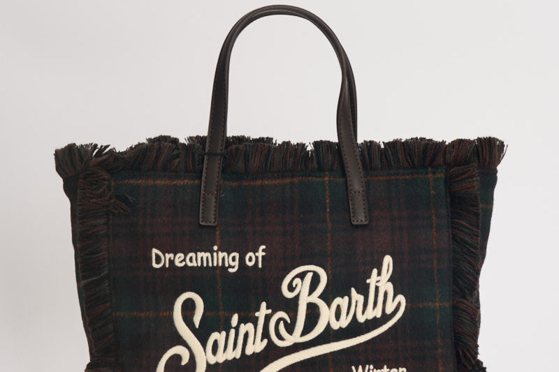 Borsa donna Colette tartan vino e verde COLETTEWOOLN 00468M MC2 SAINT BARTH 