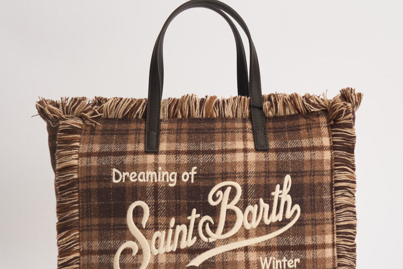 Borsa donna Colette tartan marrone COLETTEWOOLN 00470M MC2 SAINT BARTH 