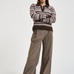 Maglione donna con fantasia jacquard multicolor marrone EZENORDIC 00677M MC2 SAINT BARTH 