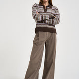 Maglione donna con fantasia jacquard multicolor marrone EZENORDIC 00677M MC2 SAINT BARTH 